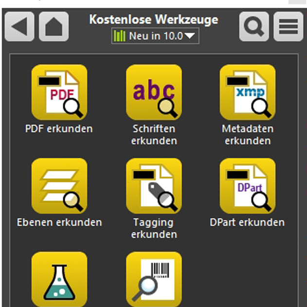 Screenshot von den kostenlosen Tools von callas software