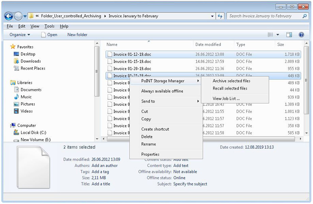 User Controlled Archiving in PoINT Storage Manager 6.4